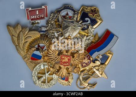 Russische sowjetische Militärmedaillen. Stockfoto