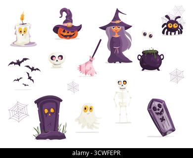 Thematisch gestaltetes Set von Charakteren für Halloween Stock Vektor