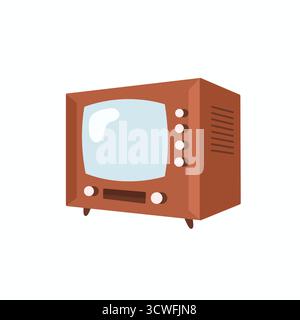 Alte tv-Set flache Zeichentrickillustration isoliert Stockfoto