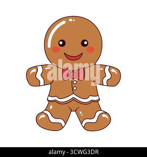Niedlicher Lebkuchenmann in Zeichentrickfilm. Stock Vektor