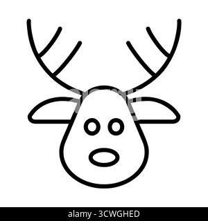 Symbol für Elch-Rentier, Symbol für Weihnachten und Winter, perfekt für festliche Illustrationen, Muster und Weihnachtskarten. Stock Vektor