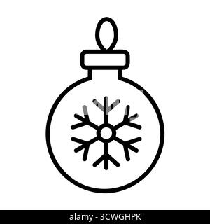 Dekorativer Weihnachtsbaumkugel-Umrissvektor, elegant und minimal, geeignet für festliche Muster, Einladungen und Webdesign. Stock Vektor