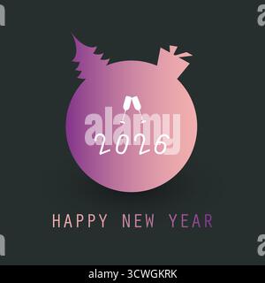 Feiern Sie überall auf der Welt – Neujahrskarte mit den besten Wünschen – Hintergrunddesign – 2026 Stock Vektor