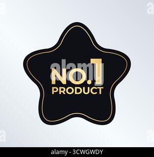 Nummer eins, Produktetikett Nr. 1, schwarz-goldener Stern für E-Commerce, Verpackung, Preisschild, Banner, Werbeaktion. Bestsellerabzeichen für Vertrauen im Marketing Stock Vektor