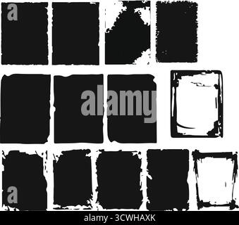Papierüberlagerung mit realistischer Textur. Die Wirkung von abgenutztem Papier mit Spuren der Antike, gerissenen Kanten, Verblassen, Schmirgeln, Staub, körnig. Überlagerung von Texturstempeln f Stock Vektor