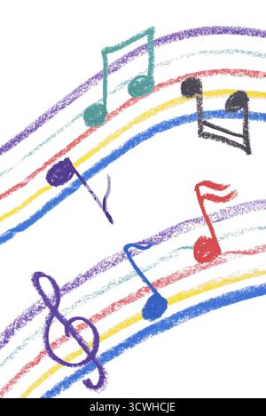 Bunte Musik-Notation auf weiße, isolierten Notenschrift Stockfoto