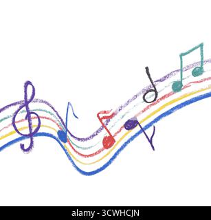 Bunte Musik-Notation auf weiße, isolierten Notenschrift Stockfoto