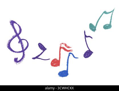 Bunte Musik-Notation auf weiße, isolierten Notenschrift Stockfoto