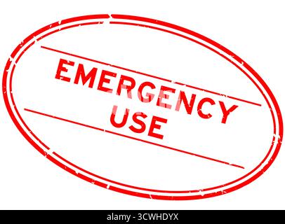 Grunge rotes Notfall-Wort ovaler Gummisiegelstempel auf weißem Hintergrund Stock Vektor