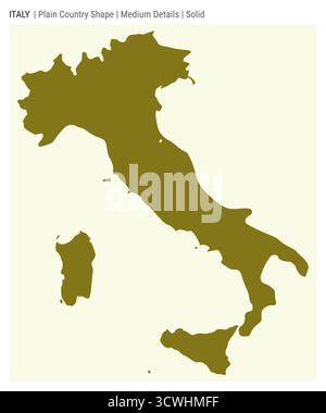 Italien einfache Landkarte. Mittlere Details. Solide Ausführung. Die Form Italiens. Vektorabbildung. Stock Vektor