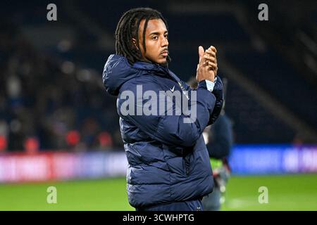 Jules Kounde während des Qualifikationsspiels der FIFA-Weltmeisterschaft 2026 Frankreich gegen Aserbaidschan am 10. Oktober 2025 im Parc des Princes in Paris. Foto: Victor Joly/ABACAPRESS.COM Stockfoto