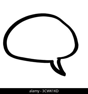 Handgezeichnete Sprechblase, isoliert auf transparentem Hintergrund. Schwarzer Ballon-Rahmen für Comic-Chats im Doodle-Stil für Notizen, Nachrichten oder Designelemente Stockfoto