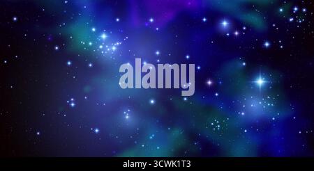 Vektorillustration einer realistischen Galaxie im tiefen Raum mit leuchtenden Sternen und kosmischen Staub Stock Vektor