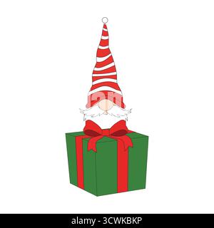 Niedliche Weihnachtsgnome mit Geschenkbox festlicher Feiertag Stock Vektor