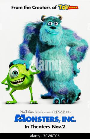 Monsters, Inc. (2001) unter der Regie von Pete Docter mit John Goodman, Billy Crystal und Steve Buscemi. Zwei Monster, die in einer Schreifabrik arbeiten, müssen ein menschliches Kind zurückbringen, das versehentlich in ihre Welt kommt. Foto eines Original-Posters aus dem Jahr 2001 (US Advance Poster), das NUR ZUR REDAKTIONELLEN VERWENDUNG VERWENDET WIRD. Quelle: BFA / Walt Disney Pictures Stockfoto