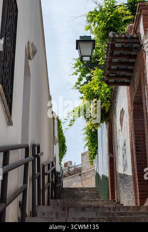 Eine Treppe führt in das Viertel Albaicín in Granada, Spanien Stockfoto