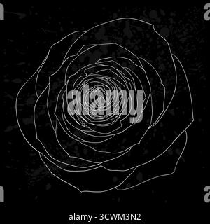 Schöne schwarze und weiße Rosenumrandung mit grauen Flecken auf schwarzem Hintergrund Stock Vektor