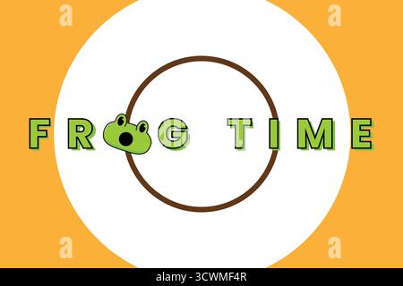 Verspieltes Typografie-Design mit kreativem Design des Wortes Frog. Geeignet für Logos, Poster und Kindermotive Stock Vektor