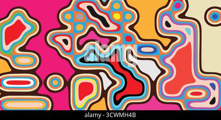 Retro Psychedelic Fließend Organic Shapes Abstract. Stock Vektor