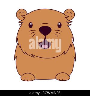 Niedliche Zeichentrickserie, fröhliche Capybara, die lächelt. Stock Vektor