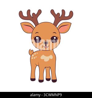Niedliches Cartoon-Baby-Hirsch mit Geweih. Stock Vektor