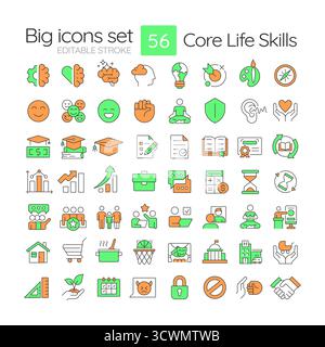 Farbsymbole für die Linie Life Skills Stock Vektor