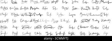 Fake Signature Kollektion. Handschriftliche Autogrammbeispiele Stock Vektor