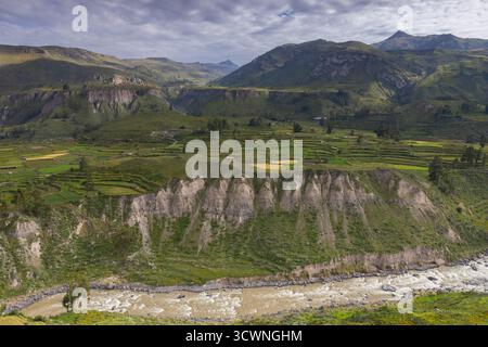 Der Colca Canyon, ein Flussschlucht im Süden Perus, der als einer der Ten bekannt ist Stockfoto