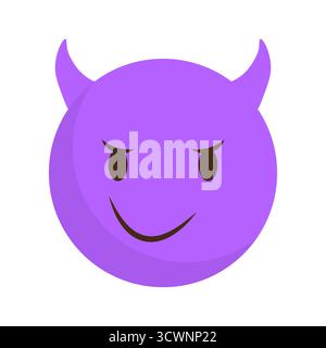Teufelsemoji-Charakter. Violette Vektorhupe. Symbol für den bösen Bösewicht. Schlechte Emotionen. EPS 10. Stock Vektor