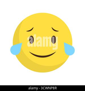 Tränen Freude Emoji. Lachende Vektor-weinendes Gesicht. Fröhliche, lächelnde Emotionen. Amüsantes Lächeln. EPS 10. Stock Vektor