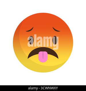 Wütender Emoji-Ausdruck. Roter Vektor, verrücktes Gesicht. Symbol „Zunge ragt aus“. Wütende Wutgefühle. EPS 10. Stock Vektor
