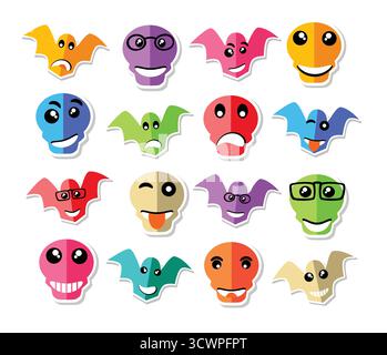 Emoticon Ausdruckssymbole im Stil halloween Gesichtssymbole Grafiken Stock Vektor
