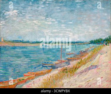 Vincent van Gogh, die vertäuten Boote, Ölgemälde auf Leinwand, Privatsammlung 1887 Stockfoto