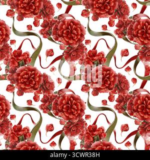 Portugiesische Revolution der Nelken Symbole rote Blume mit Bändern farbige Nationalflagge symbolisiert Freiheit, friedliche Veränderung im Leben der Nation und Stockfoto