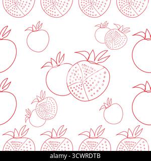 Hand Gezeichnet Nahtlose Granatapfelmuster Vektor-Illustration Stock Vektor