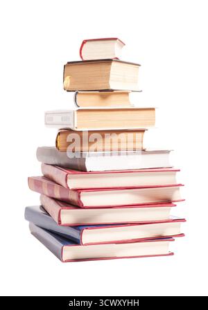 Bücher Stapeln isolierten auf weißen Hintergrund Stockfoto