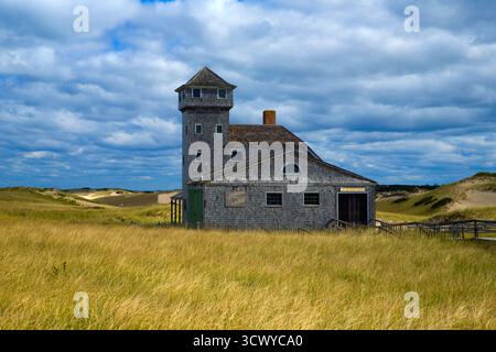 Die historischen lebensrettende Talstation Race Point Beach in Provincetown, Massachusetts USA(Cape Cod National Seashore) Stockfoto