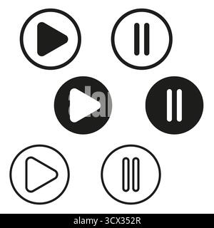 Media Player-Tasten. Wiedergabe von Pausensymbolen. Vektorsymbole steuern. Audio/Video-Schnittstelle. EPS 10. Stock Vektor