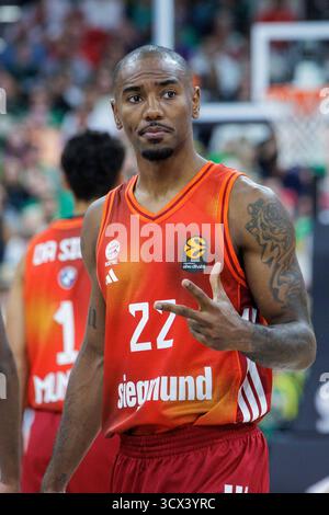 Bayerns 22 Isiaha MIKE. Basketball: Bayern - Kaunas 70:98. Euroleague, FC Bayern Basketball - Zalgiris Kaunas, Runde 3, Saison 2025-2026, am 10.10.2025 in München, S A P G A R D E N, Deutschland. Quelle / Copyright / Credit : Oryk HAIST *** Bayerns 22 Isiaha MIKE Basketball Bayern Kaunas 70 98 Euroleague, FC Bayern Basketball Zalgiris Kaunas, Runde 3, Saison 2025 2026, am 10 10 10 2025 in München, S A P G A R D E N, Deutschland Quelle Copyright Credit Oryk HAIST xBASKETBALL-BAYERN-KAUNASx Stockfoto