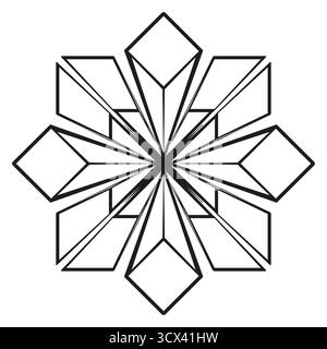 Geometrisches Schneeflockensymbol. Abstrakte Sternillustration. Dreidimensionales Würfelmotiv. Vektoroptik. EPS 10. Stock Vektor