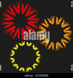 Abstraktes Sonnendesign. Konzentrische radiale Textur. Festliche Vektorelemente. Geometrische Kreisgrafik. EPS 10. Stock Vektor