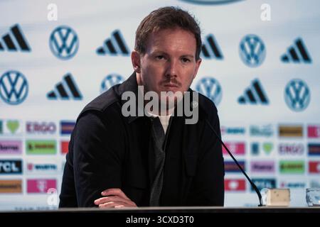 Deutschland. Oktober 2025. Fussball WM-Qualifikation Deutschland - Luxemburg am 10.10.2025 in der PreZero Arena in Sinsheim Julian Nagelsmann ( Nationaltrainer ) DFB-Vorschriften verbieten jede Verwendung von Fotografien als Bildsequenzen und/oder Quasi-Video. Foto: Revierfoto Credit: ddp Media GmbH/Alamy Live News Stockfoto