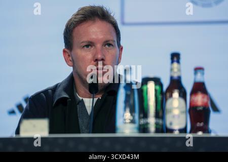Deutschland. Oktober 2025. Fussball WM-Qualifikation Deutschland - Luxemburg am 10.10.2025 in der PreZero Arena in Sinsheim Julian Nagelsmann ( Nationaltrainer ) DFB-Vorschriften verbieten jede Verwendung von Fotografien als Bildsequenzen und/oder Quasi-Video. Foto: Revierfoto Credit: ddp Media GmbH/Alamy Live News Stockfoto