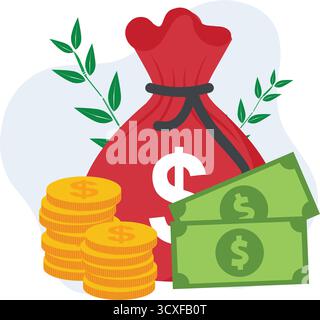 Business Finance Geld Münze Sack Geldbeutel Konzept Vektor Illustration Business Finance Diagramm Wachstum Konzept bunte Business Finance Diagramm Wachstum Wachstum Stock Vektor