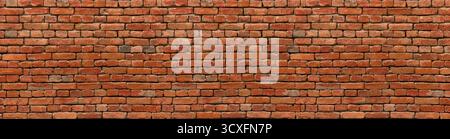 Alte rote Ziegelwand mit rustikaler Textur und verwitterter Oberfläche mit Mauerwerk Stockfoto