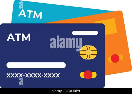 Kreditkarten ATM Karten Vektor Debitkarte ATM Karte mit Chip, Zahlung, Geschäftskonzept. Einfacher, realistischer Stil Stock Vektor