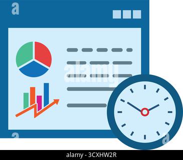 Unternehmensplanung und Zeiterfassung Datenanalyse und Produktivitätsdarstellung Stock Vektor