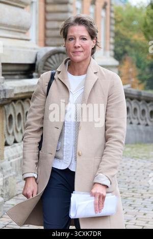 Hamburg, Deutschland. Oktober 2025. Christina Block, deutsche Gastronomin und Unternehmerin, nimmt an dem Prozess gegen C. Block wegen angeblicher Kindesentführung Teil. Der Prozess gegen Block geht unter anderem um die mutmaßliche Entführung von zwei Kindern von Block aus Dänemark nach Deutschland am Silvesterabend 2023/2024. Quelle: Georg Wendt/dpa/Alamy Live News Stockfoto