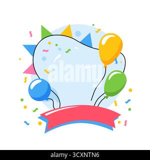 Farbenfroher Festhintergrund mit Ballons und Konfetti Stock Vektor