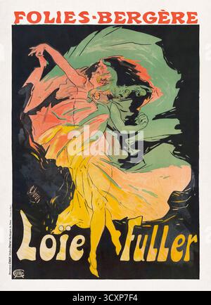 Farblithographie von Jules Chéret zur Förderung der von Loie Fuller bei den Folies Bergère in Paris. Sie war eine amerikanische Tänzerin und Pionierin des modernen Tanzes Stockfoto
